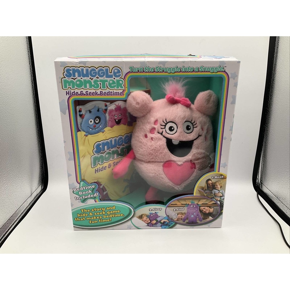 Snuggle Monster - Hide and Seek Bedtime Plush Toy and Book Pink Inc. New
